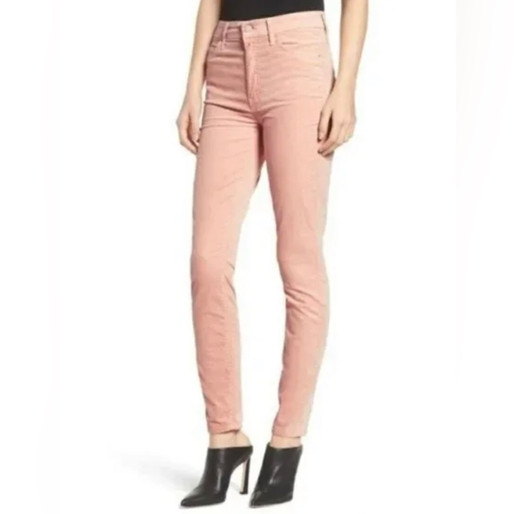 NWOT MOTHER The Looker Womens Petal Pink Velour High Waisted Skinny Leg